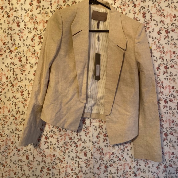 Halston heritage cream blazer with shoulder pads size M - Picture 5 of 6
